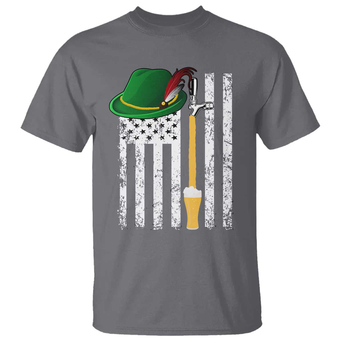Funny German Beer T Shirt Oktoberfest Vintage American Flag Alpine hat - Wonder Print Shop