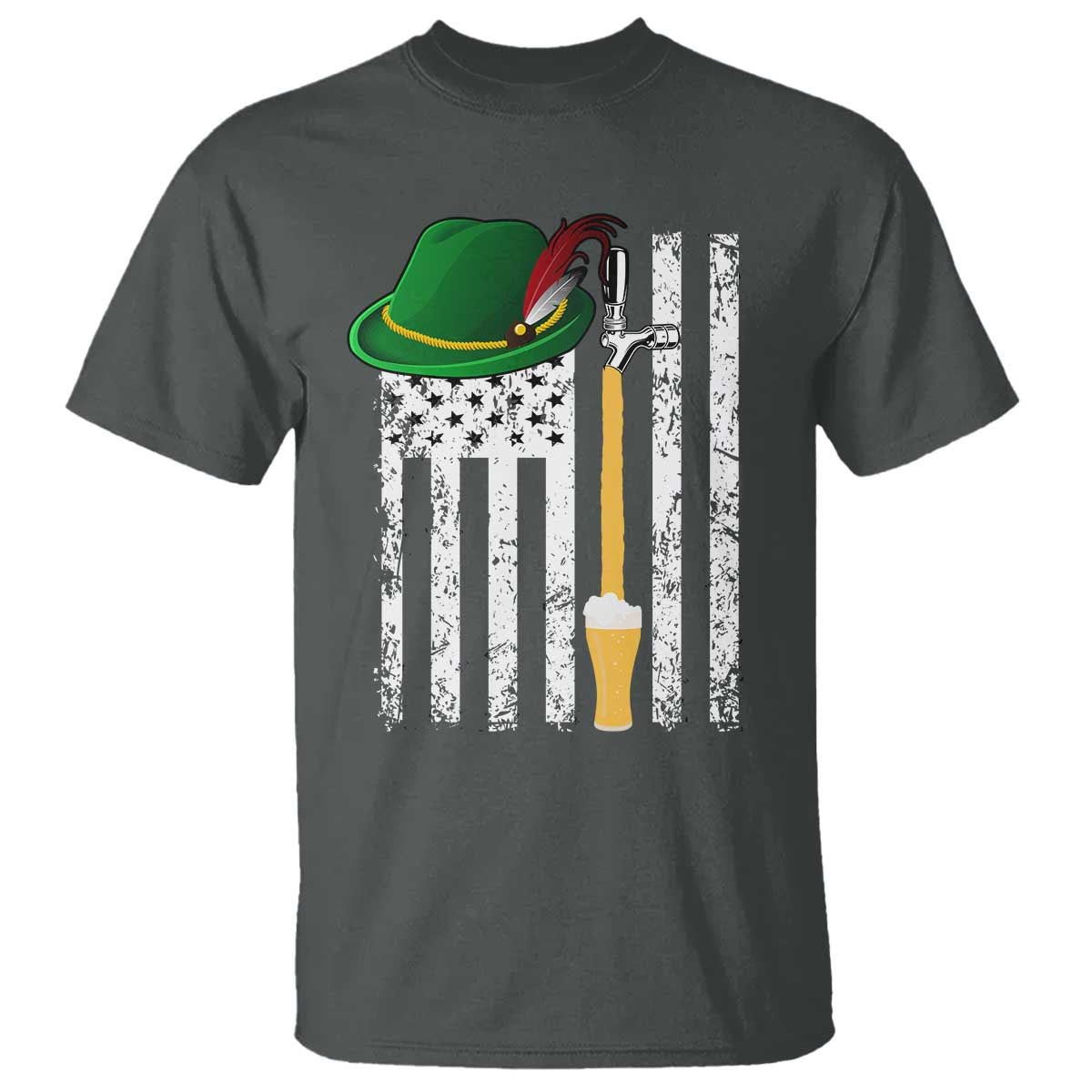 Funny German Beer T Shirt Oktoberfest Vintage American Flag Alpine hat - Wonder Print Shop