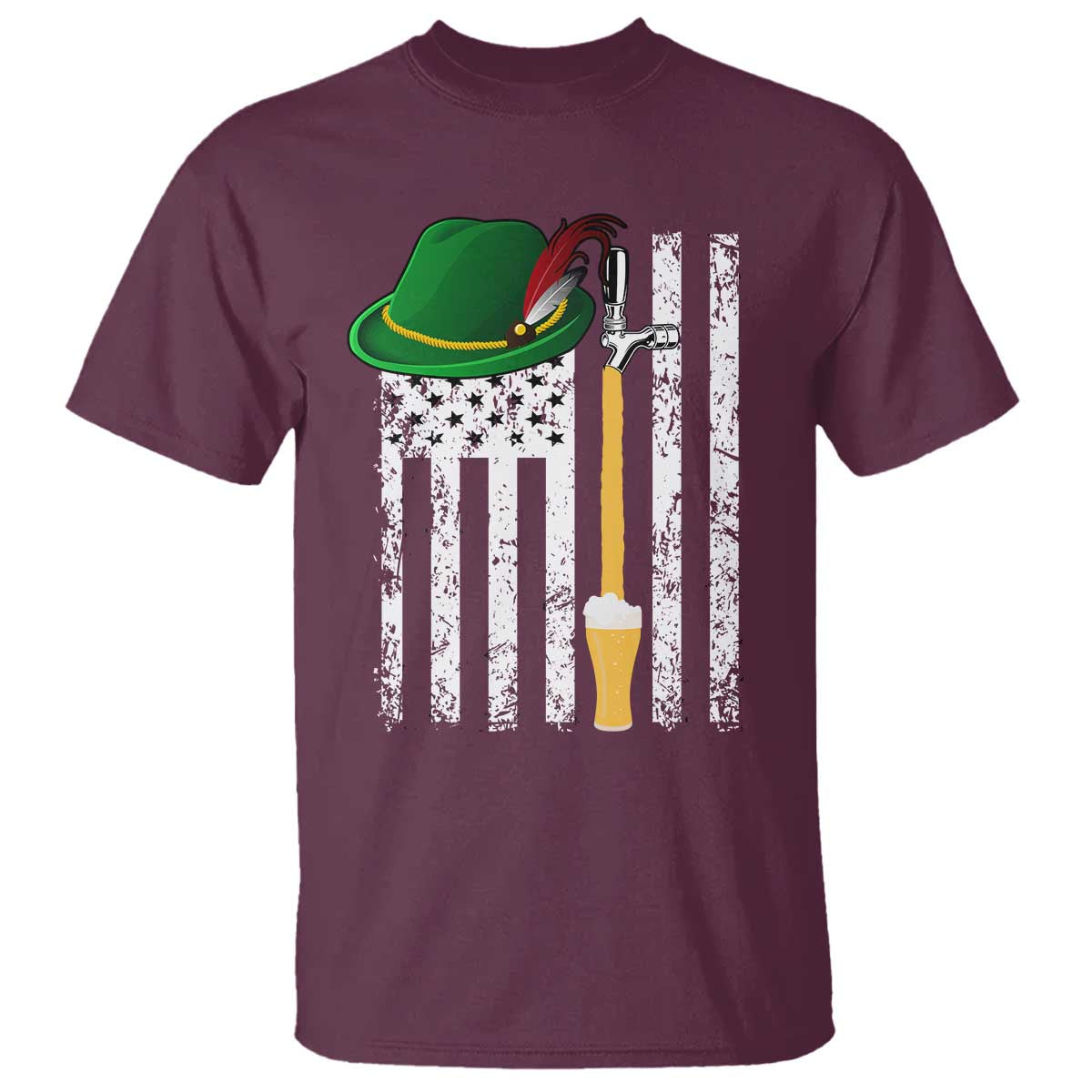 Funny German Beer T Shirt Oktoberfest Vintage American Flag Alpine hat - Wonder Print Shop