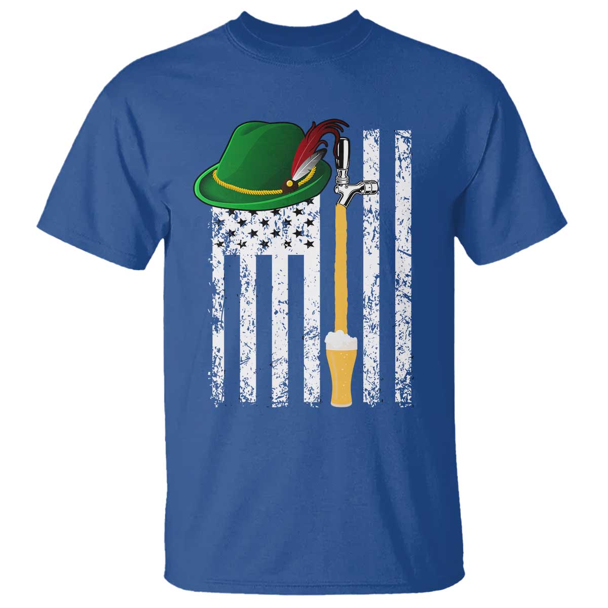Funny German Beer T Shirt Oktoberfest Vintage American Flag Alpine hat - Wonder Print Shop