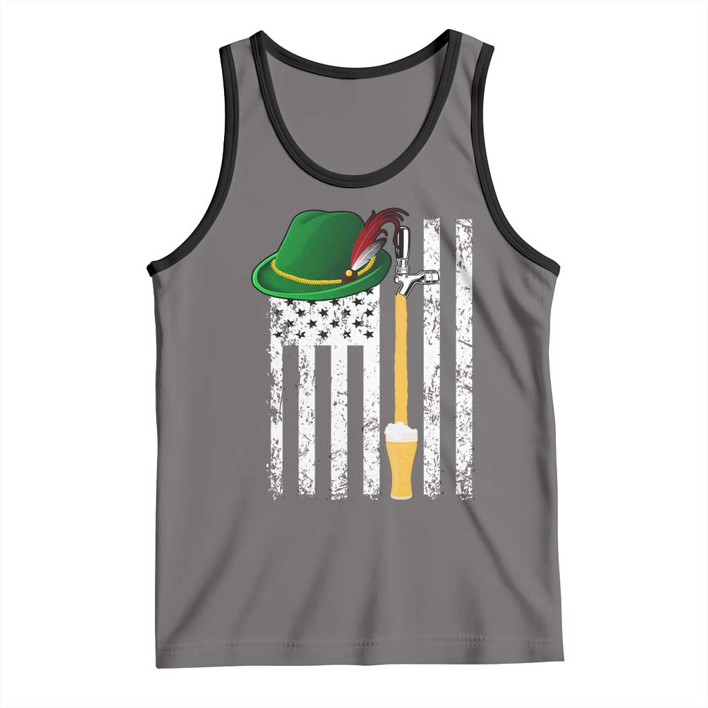 Funny German Beer Tank Top Oktoberfest Vintage American Flag Alpine hat - Wonder Print Shop