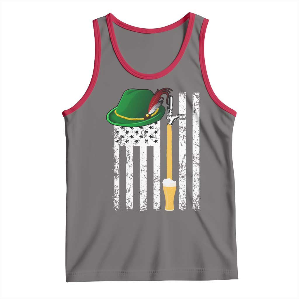 Funny German Beer Tank Top Oktoberfest Vintage American Flag Alpine hat - Wonder Print Shop