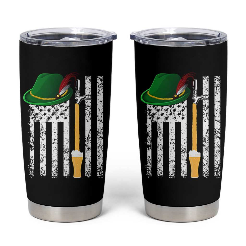 Funny German Beer Tumbler Cup Oktoberfest Vintage American Flag Alpine hat - Wonder Print Shop