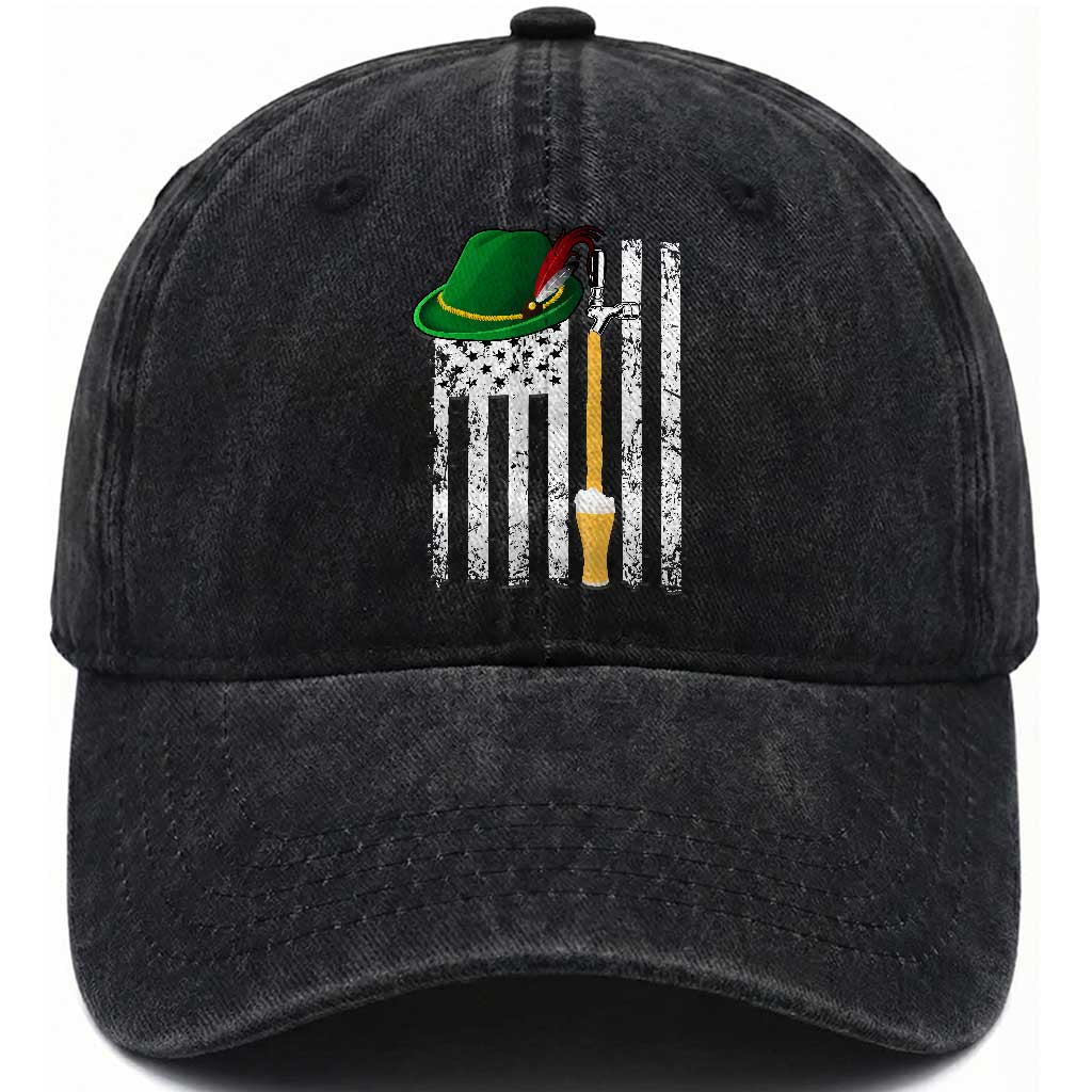 Funny German Beer Washed Cotton Baseball Cap Oktoberfest Vintage American Flag Alpine hat