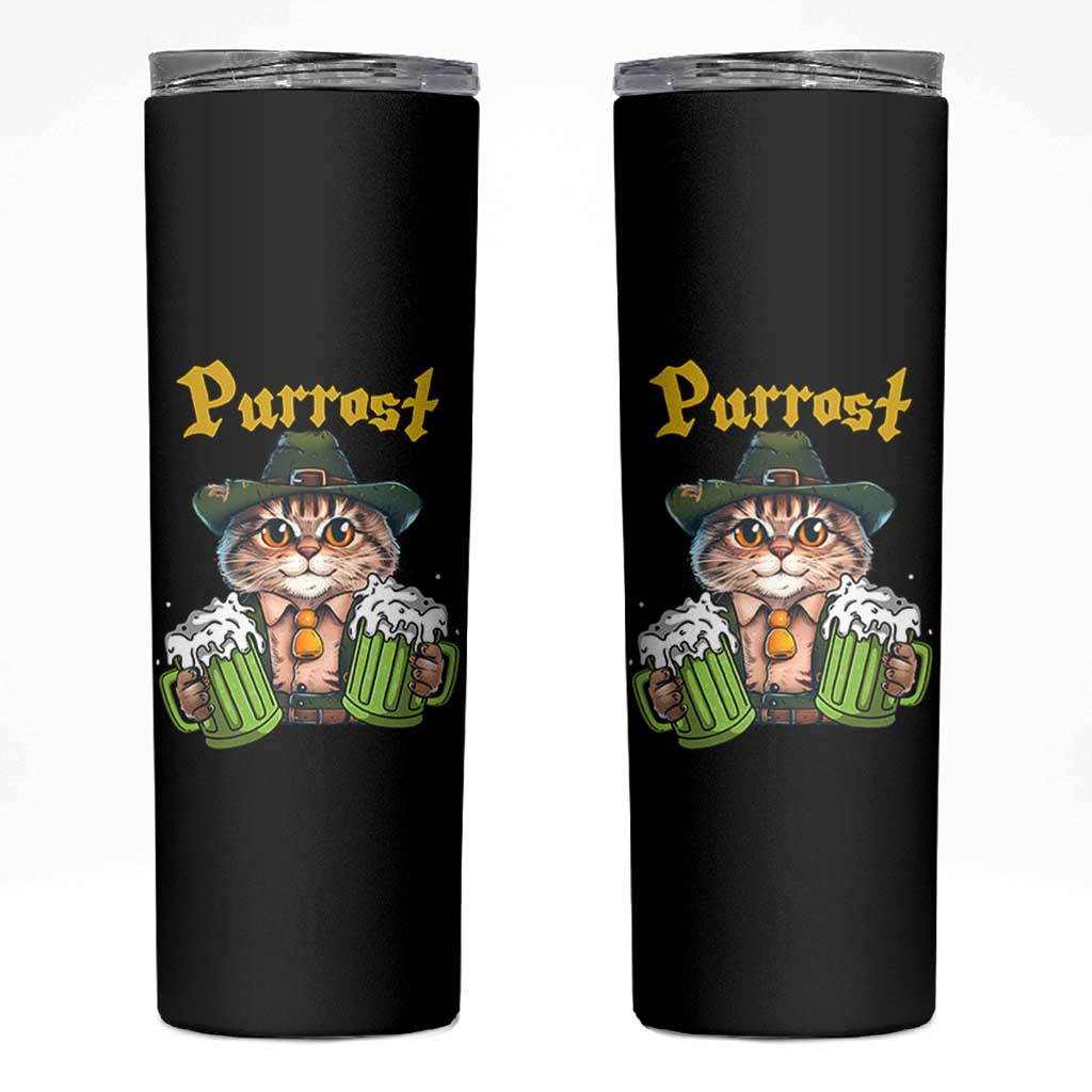 Funny Oktoberfest Cat Skinny Tumbler Purrost Kitty Drinking Beer Lederhosen Pet Lovers - Wonder Print Shop