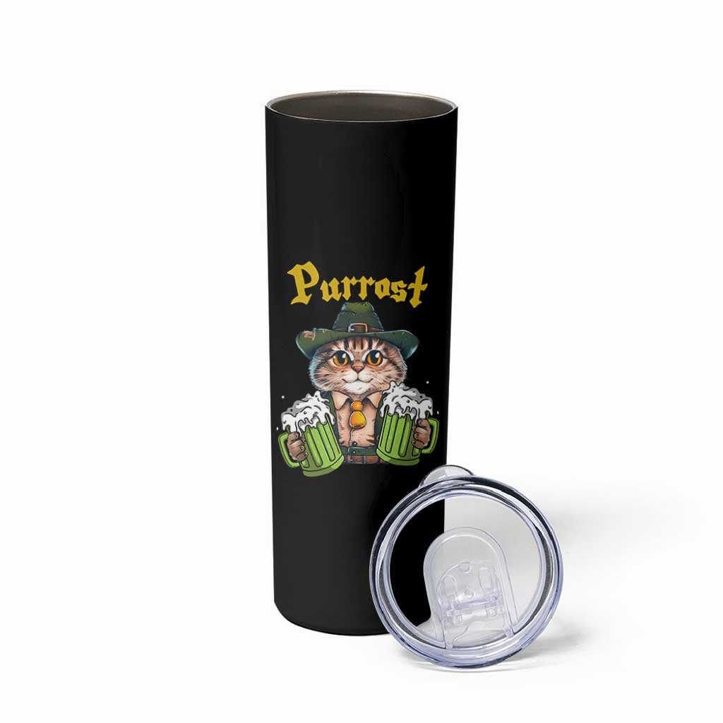 Funny Oktoberfest Cat Skinny Tumbler Purrost Kitty Drinking Beer Lederhosen Pet Lovers - Wonder Print Shop