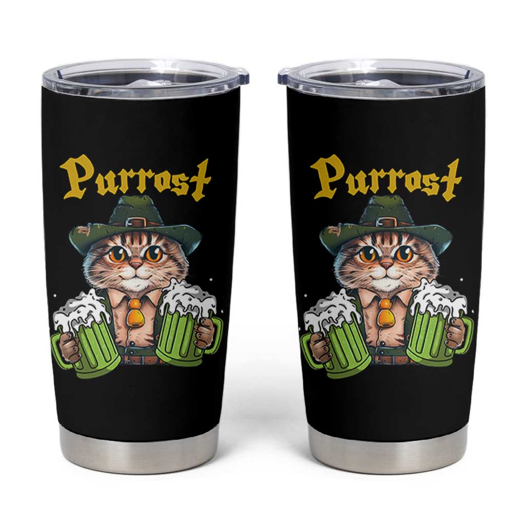 Funny Oktoberfest Cat Tumbler Cup Purrost Kitty Drinking Beer Lederhosen Pet Lovers - Wonder Print Shop