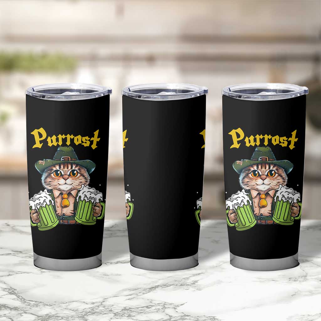 Funny Oktoberfest Cat Tumbler Cup Purrost Kitty Drinking Beer Lederhosen Pet Lovers - Wonder Print Shop