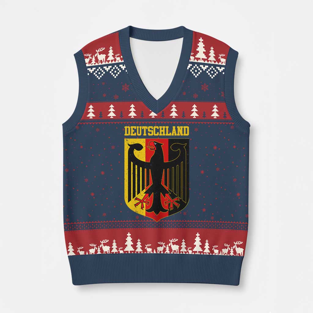 Deutschland German Pride V-Neck Knit Sweater Vest Bundesadler Coat of Arms - Wonder Print Shop