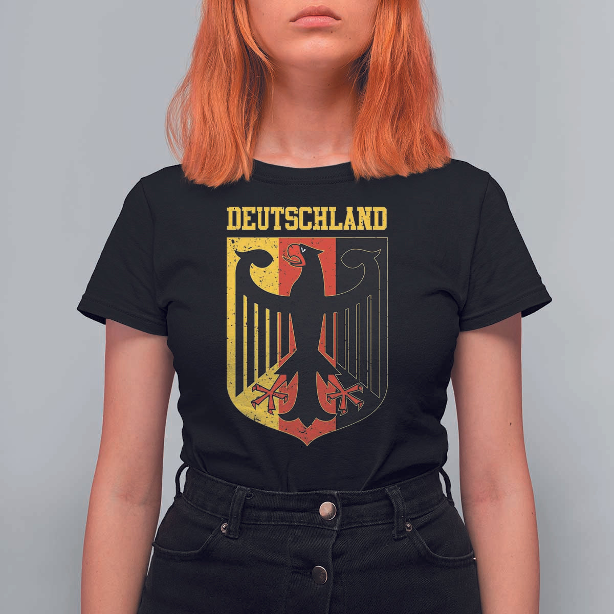 Deutschland German Pride T Shirt For Women Bundesadler Coat of Arms - Wonder Print Shop