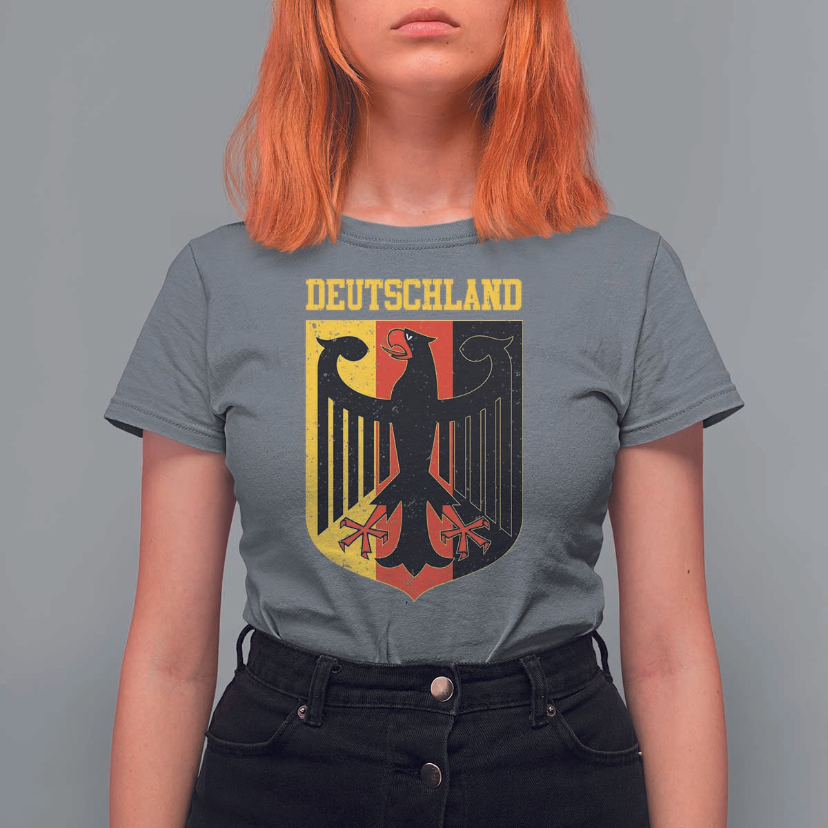 Deutschland German Pride T Shirt For Women Bundesadler Coat of Arms - Wonder Print Shop