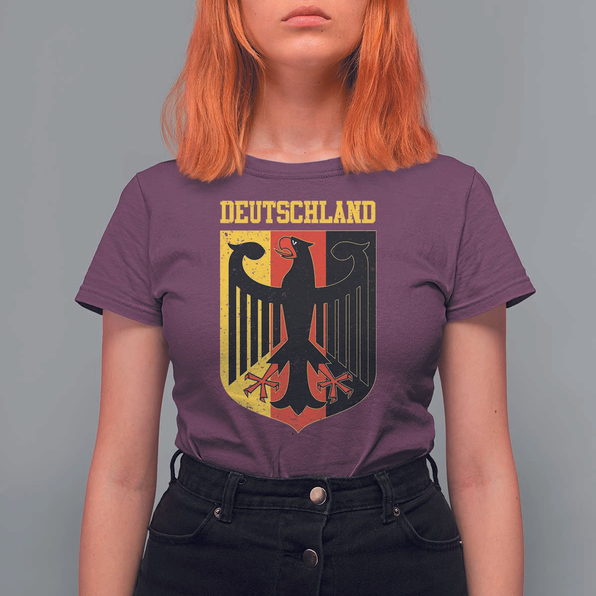 Deutschland German Pride T Shirt For Women Bundesadler Coat of Arms - Wonder Print Shop