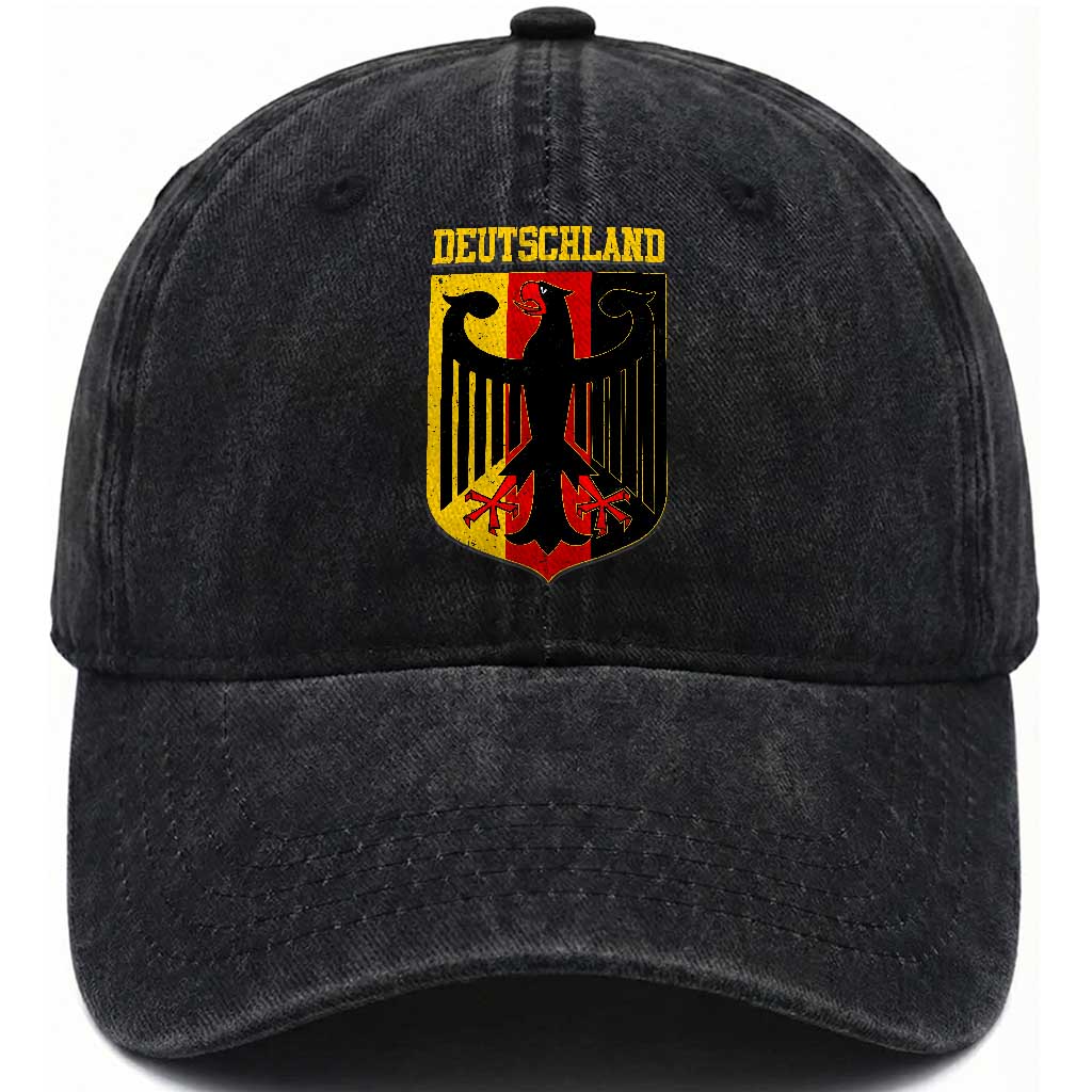 Deutschland German Pride Washed Cotton Baseball Cap Bundesadler Coat of Arms