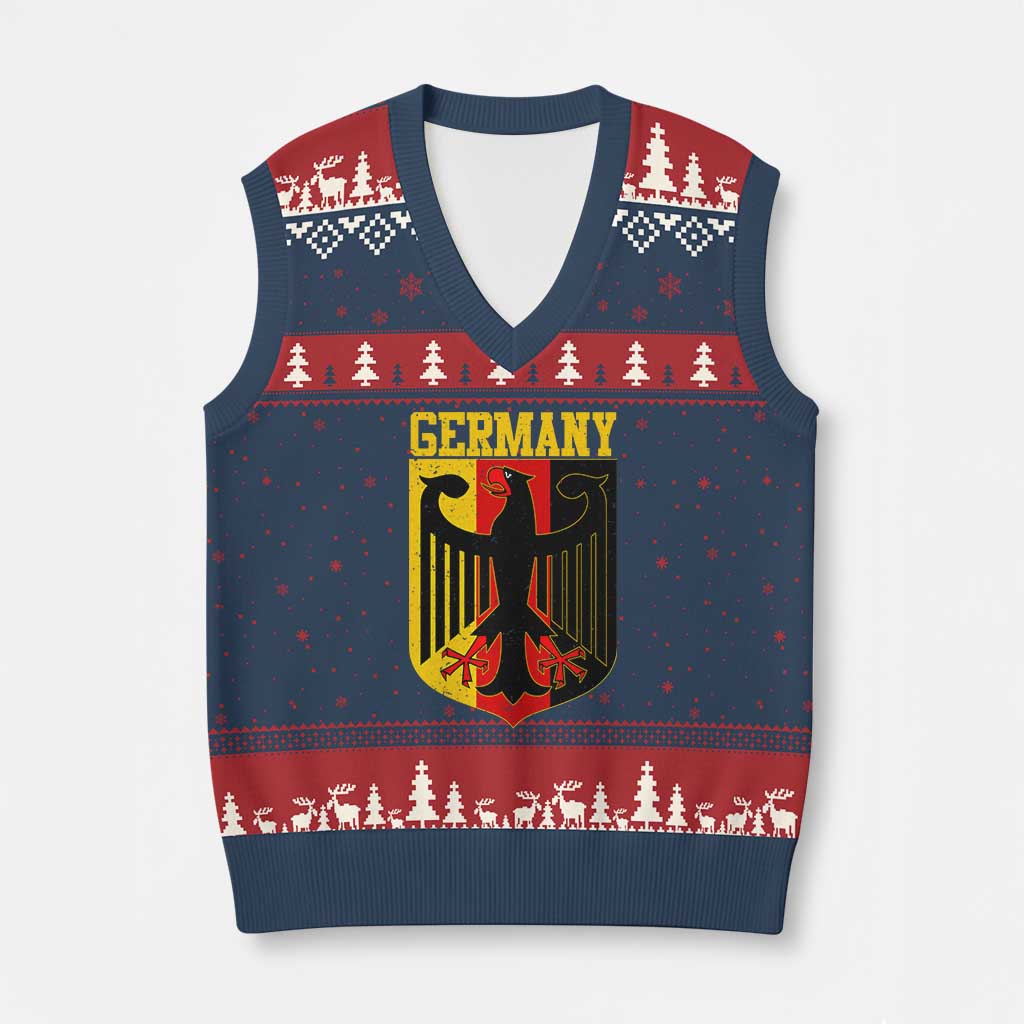 Proud Germany V-Neck Knit Sweater Vest Bundesadler Coat of Arms German Flag - Wonder Print Shop