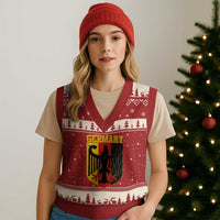 Proud Germany V-Neck Knit Sweater Vest Bundesadler Coat of Arms German Flag - Wonder Print Shop