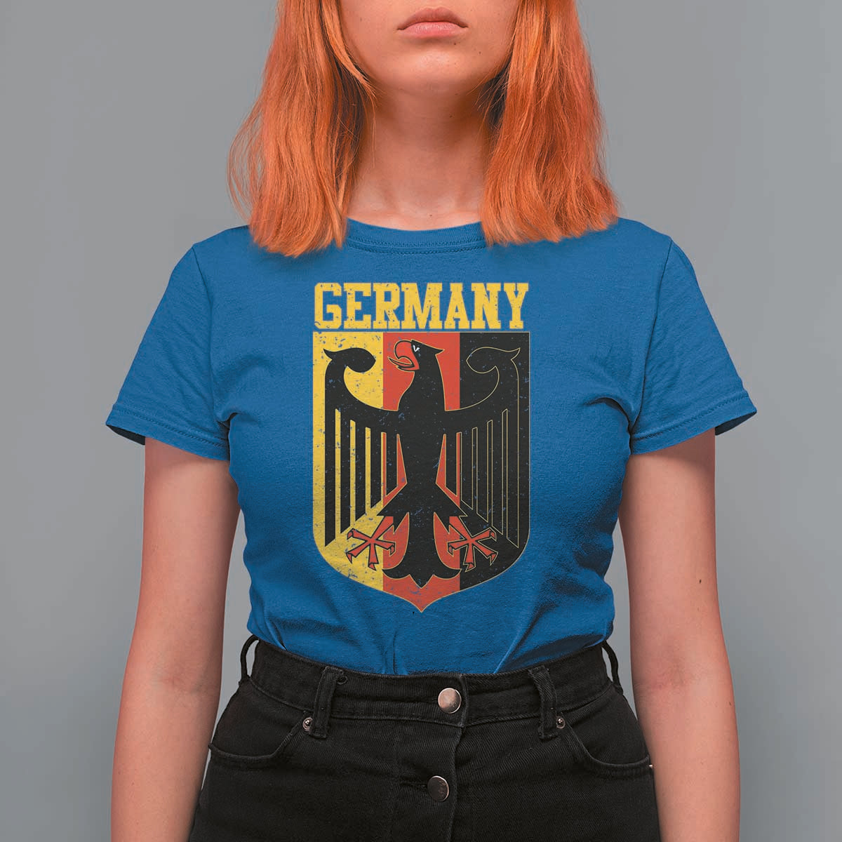 Proud Germany T Shirt For Women Bundesadler Coat of Arms German Flag - Wonder Print Shop