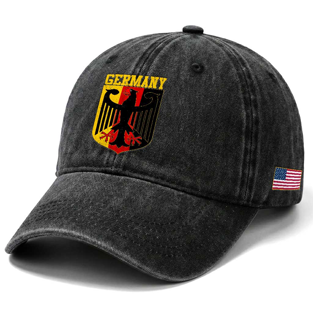 Proud Germany Washed Cotton Baseball Cap Bundesadler Coat of Arms German Flag