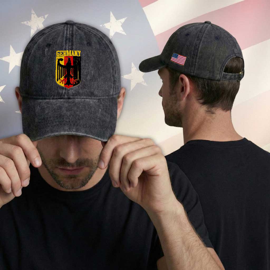 Proud Germany Washed Cotton Baseball Cap Bundesadler Coat of Arms German Flag
