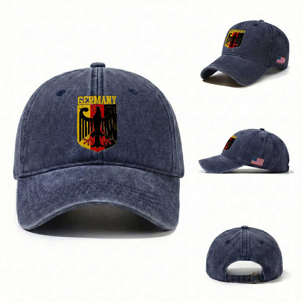 Proud Germany Washed Cotton Baseball Cap Bundesadler Coat of Arms German Flag