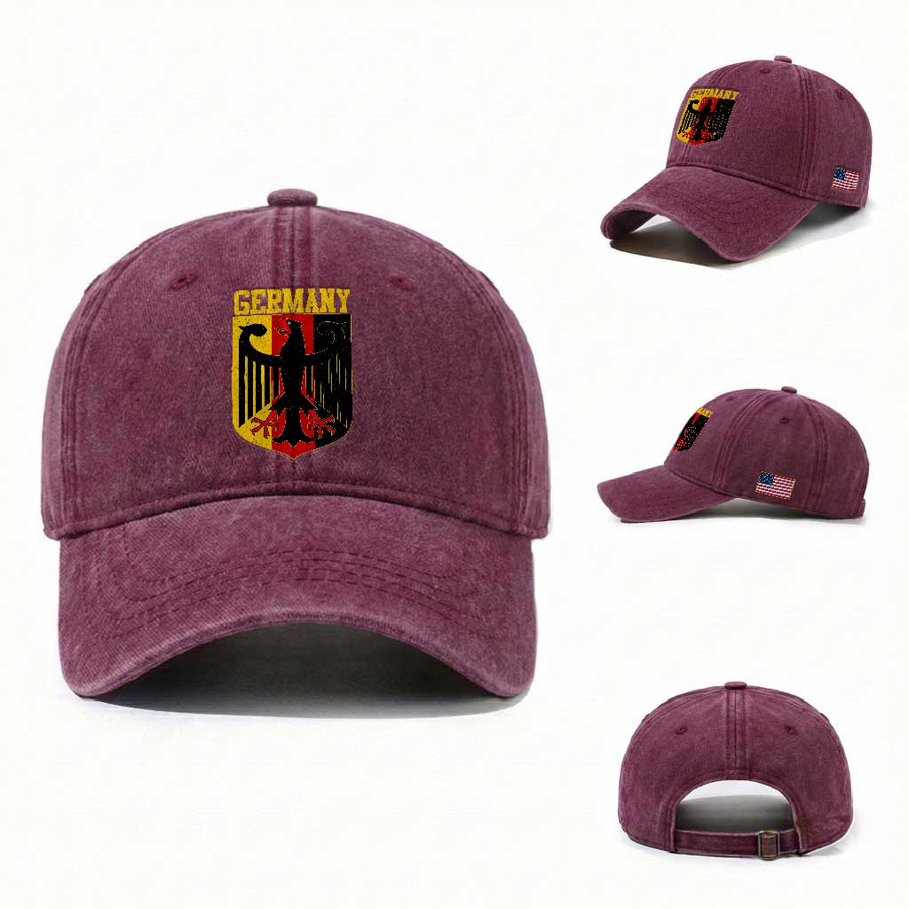 Proud Germany Washed Cotton Baseball Cap Bundesadler Coat of Arms German Flag