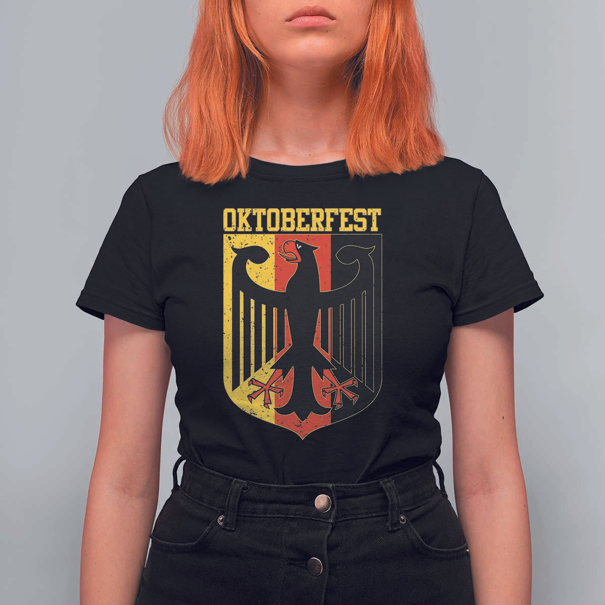 Oktoberfest T Shirt For Women Bundesadler Coat of Arms German Flag - Wonder Print Shop