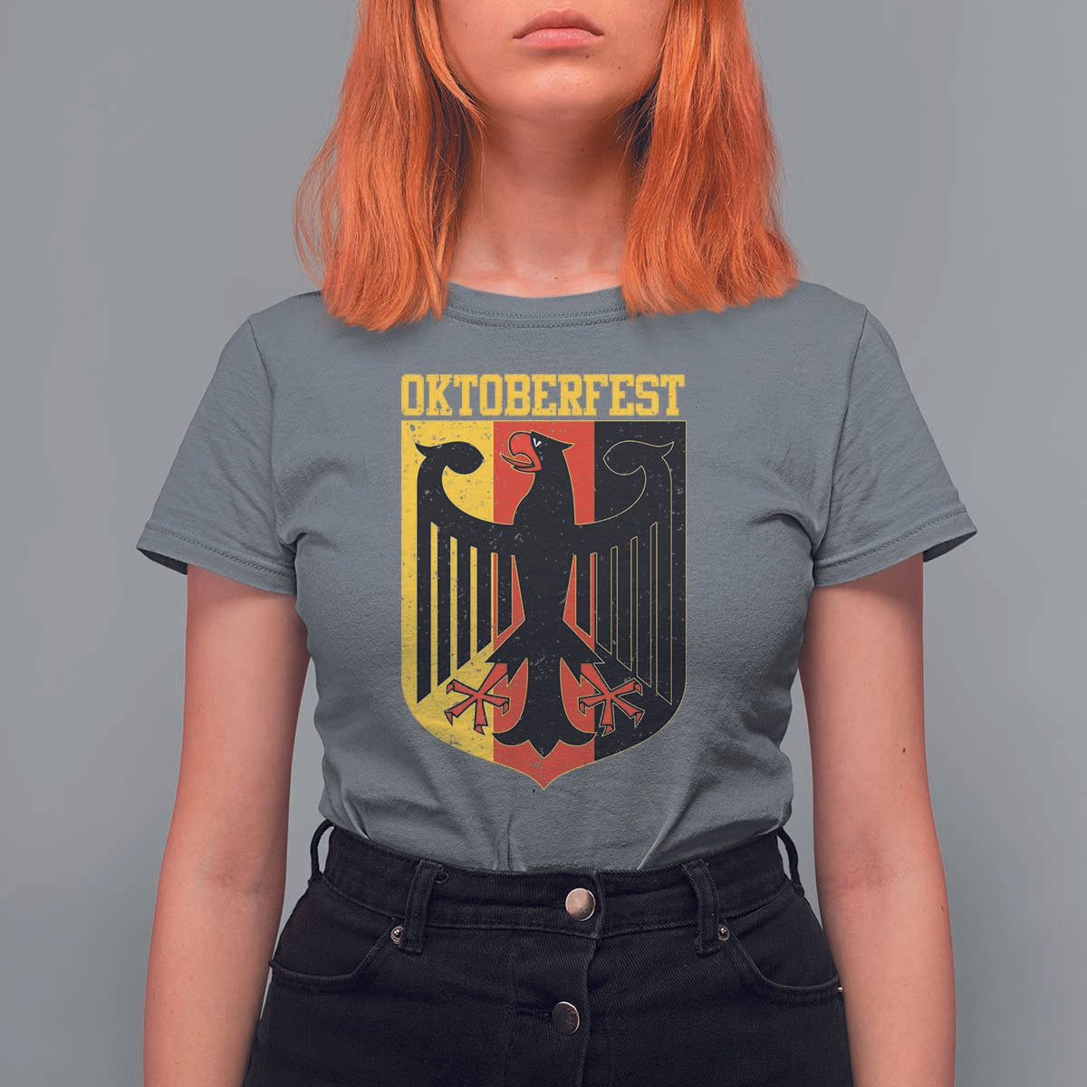 Oktoberfest T Shirt For Women Bundesadler Coat of Arms German Flag - Wonder Print Shop