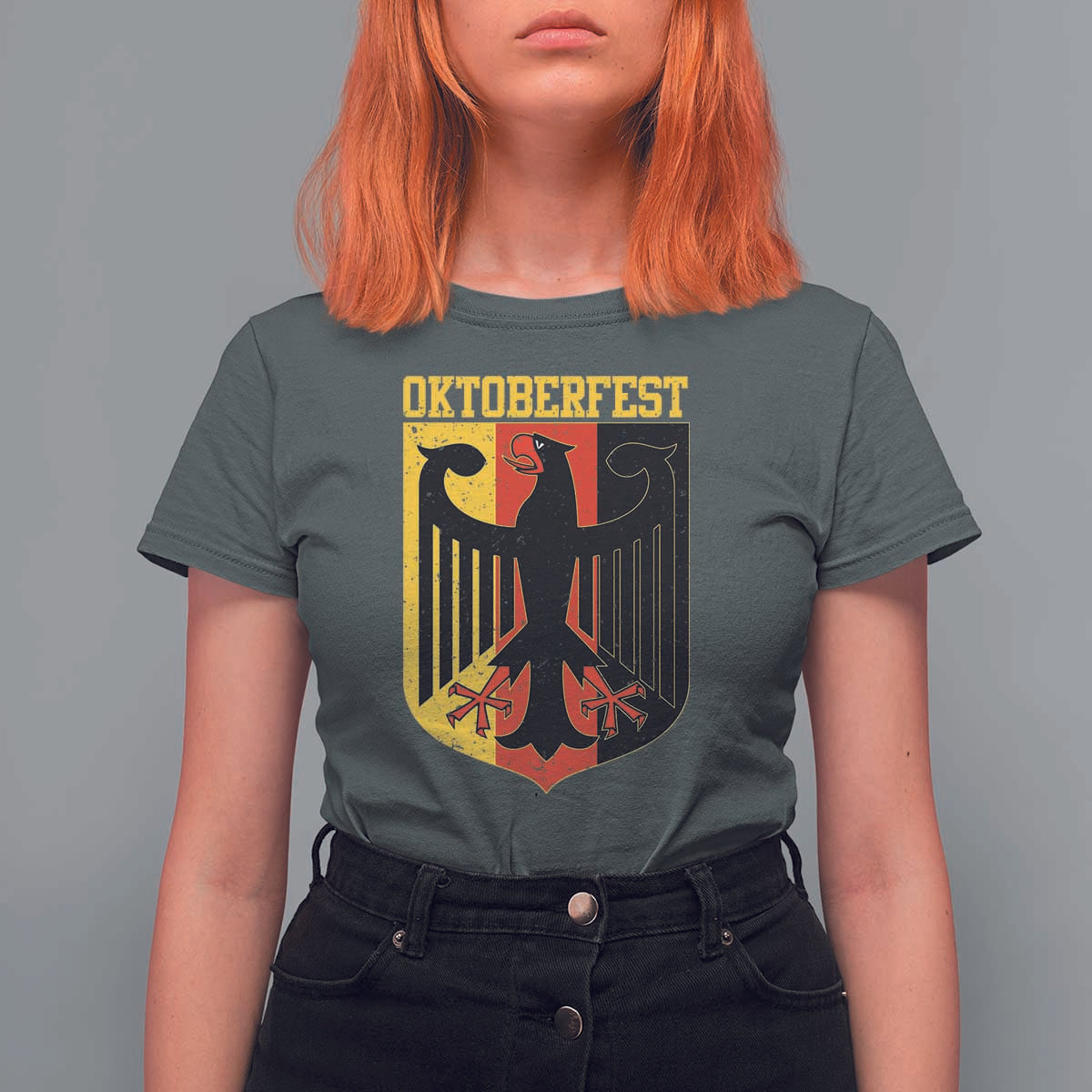 Oktoberfest T Shirt For Women Bundesadler Coat of Arms German Flag - Wonder Print Shop