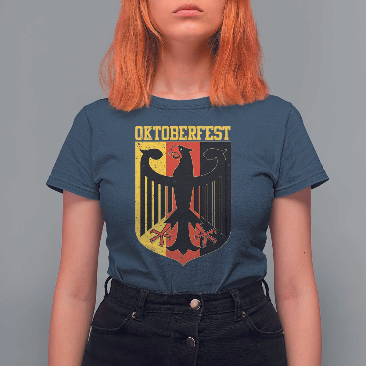 Oktoberfest T Shirt For Women Bundesadler Coat of Arms German Flag - Wonder Print Shop