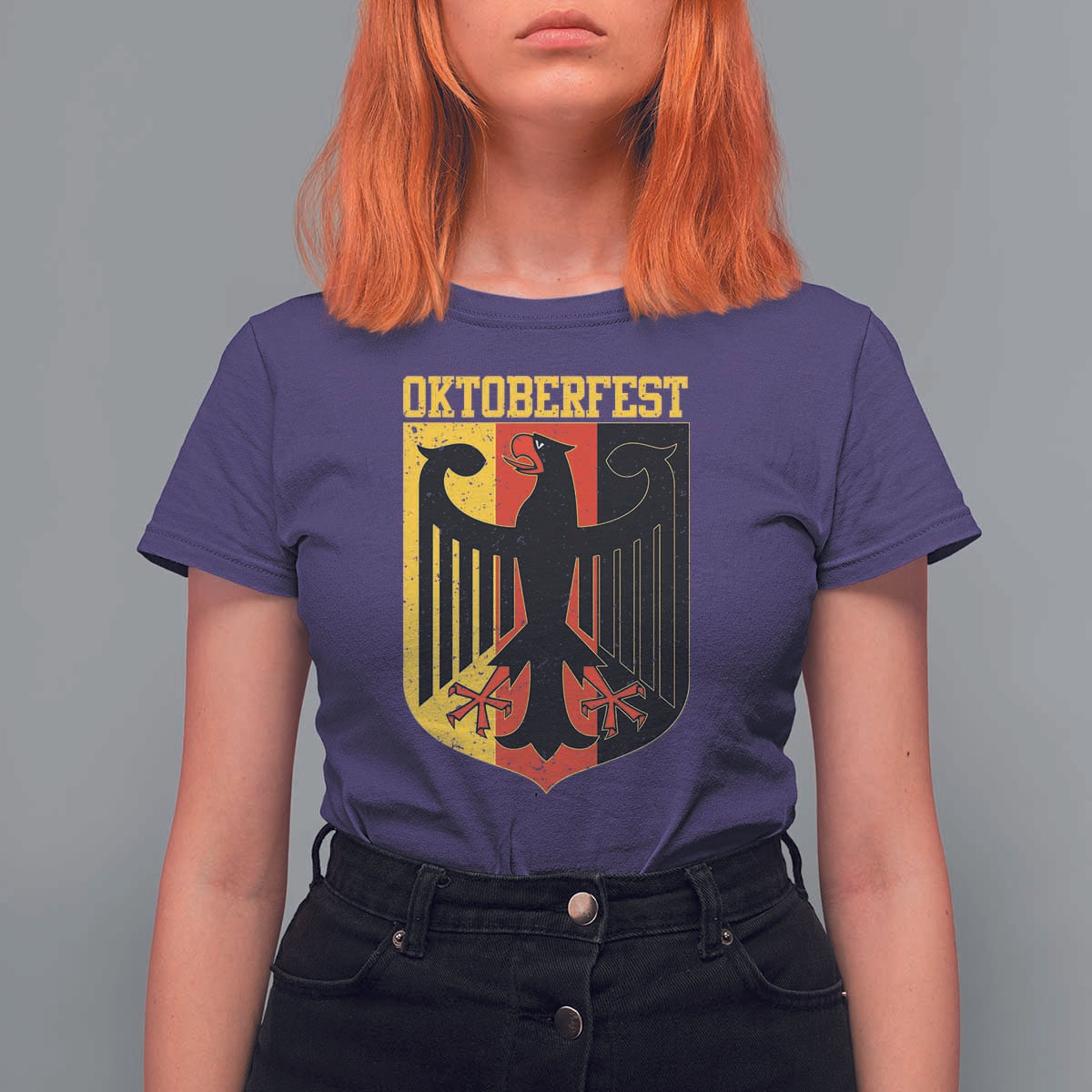 Oktoberfest T Shirt For Women Bundesadler Coat of Arms German Flag - Wonder Print Shop