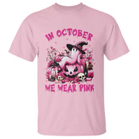 Breast Cancer Awareness T Shirt In October We Wear Pink Halloween Ghost Pumpkin Wine Skull - Wonder Print Shop