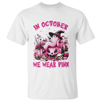 Breast Cancer Awareness T Shirt In October We Wear Pink Halloween Ghost Pumpkin Wine Skull - Wonder Print Shop