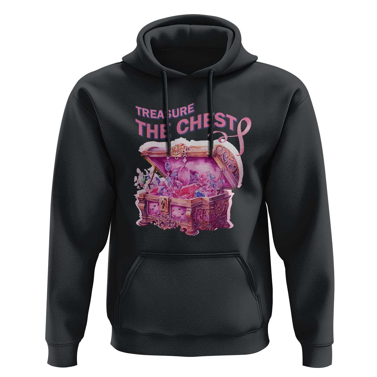 Breast Cancer Awareness Hoodie Treasure The Chest Crystal Diamond Pink Ribbon - Wonder Print Shop