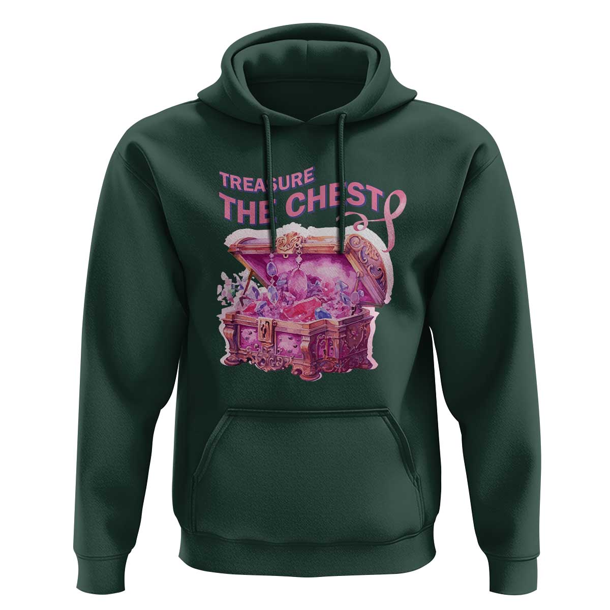 Breast Cancer Awareness Hoodie Treasure The Chest Crystal Diamond Pink Ribbon - Wonder Print Shop