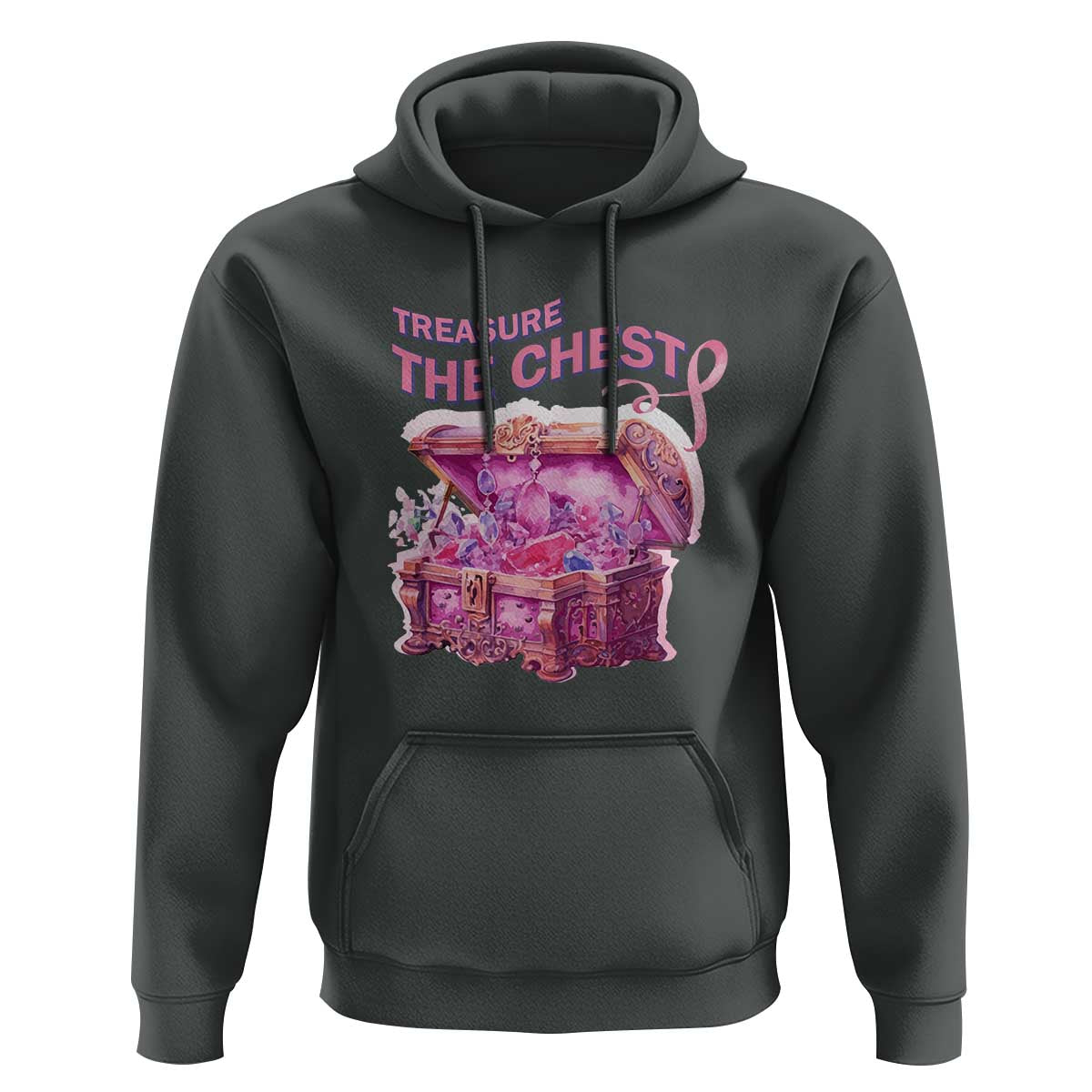 Breast Cancer Awareness Hoodie Treasure The Chest Crystal Diamond Pink Ribbon - Wonder Print Shop