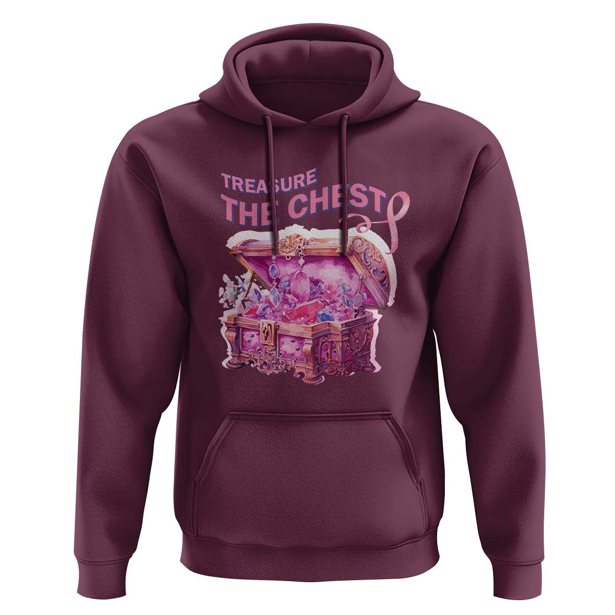 Breast Cancer Awareness Hoodie Treasure The Chest Crystal Diamond Pink Ribbon - Wonder Print Shop