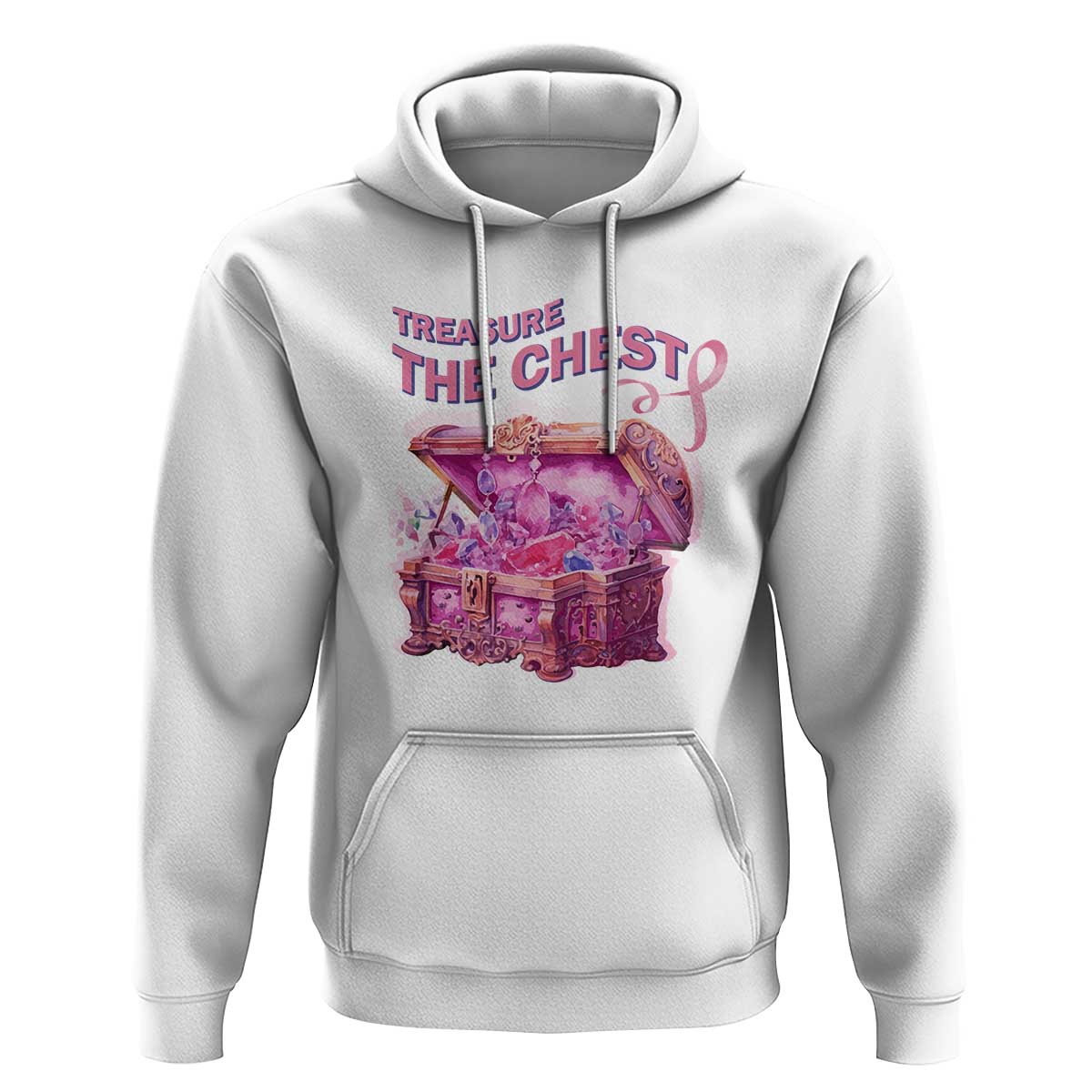 Breast Cancer Awareness Hoodie Treasure The Chest Crystal Diamond Pink Ribbon - Wonder Print Shop