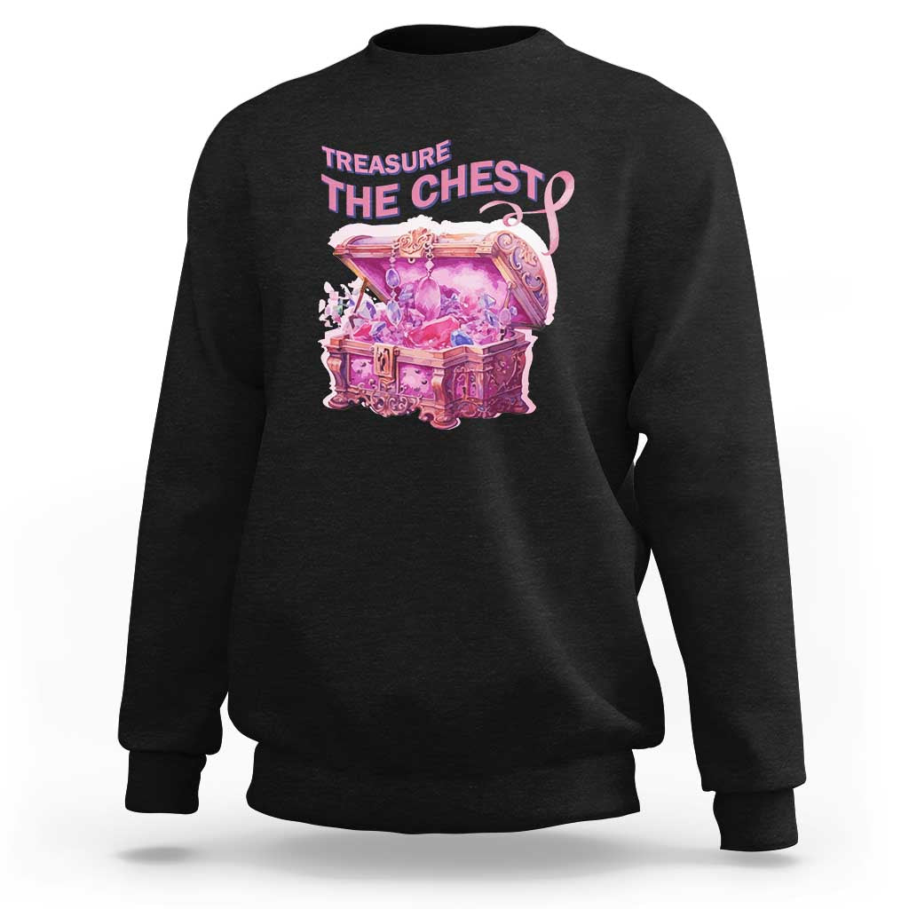 Breast Cancer Awareness Sweatshirt Treasure The Chest Crystal Diamond Pink Ribbon - Wonder Print Shop