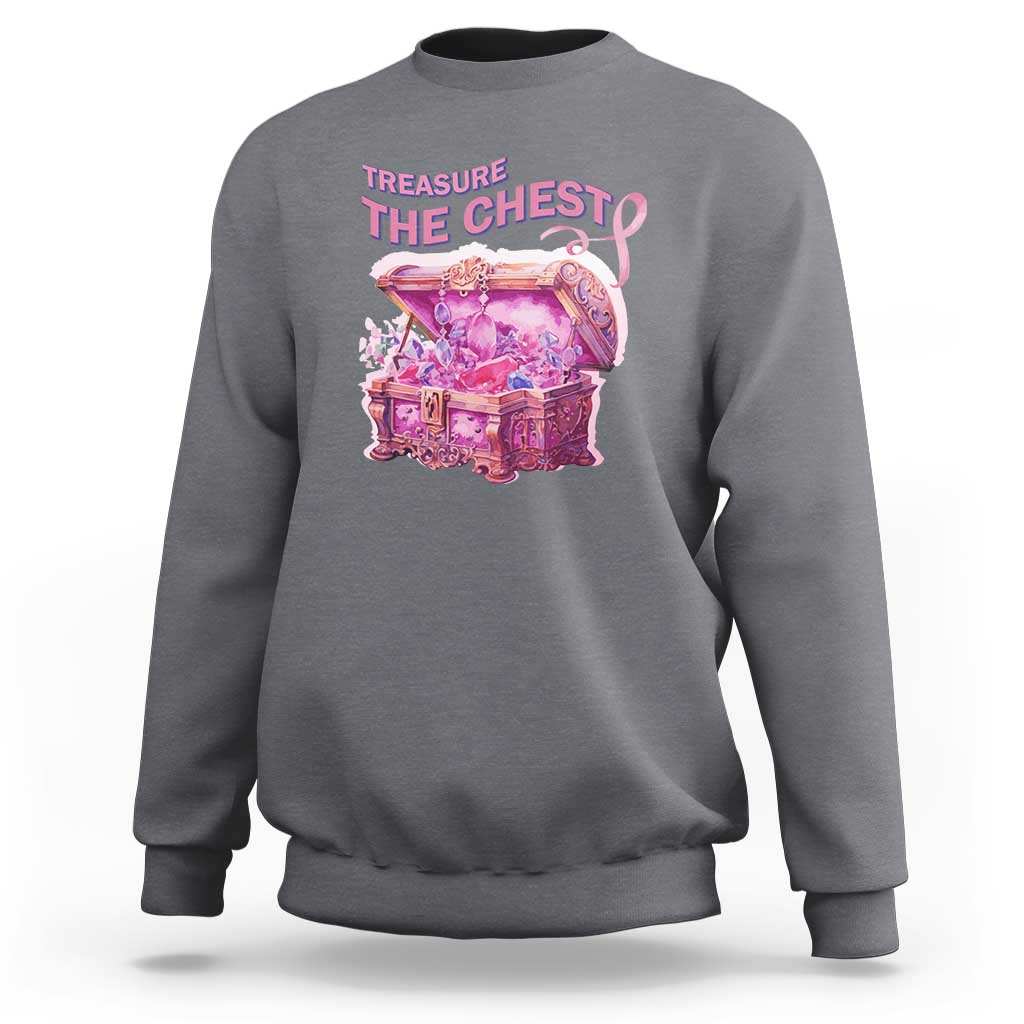 Breast Cancer Awareness Sweatshirt Treasure The Chest Crystal Diamond Pink Ribbon - Wonder Print Shop