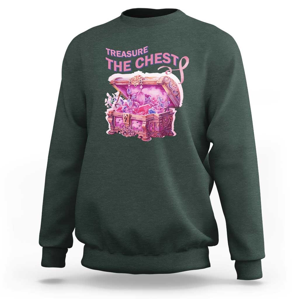 Breast Cancer Awareness Sweatshirt Treasure The Chest Crystal Diamond Pink Ribbon - Wonder Print Shop