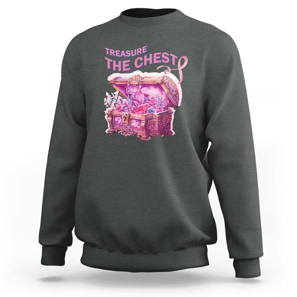 Breast Cancer Awareness Sweatshirt Treasure The Chest Crystal Diamond Pink Ribbon - Wonder Print Shop