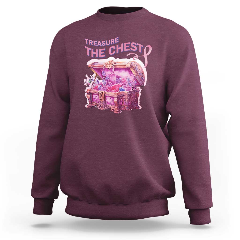 Breast Cancer Awareness Sweatshirt Treasure The Chest Crystal Diamond Pink Ribbon - Wonder Print Shop