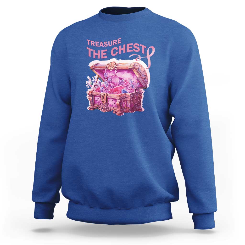 Breast Cancer Awareness Sweatshirt Treasure The Chest Crystal Diamond Pink Ribbon - Wonder Print Shop