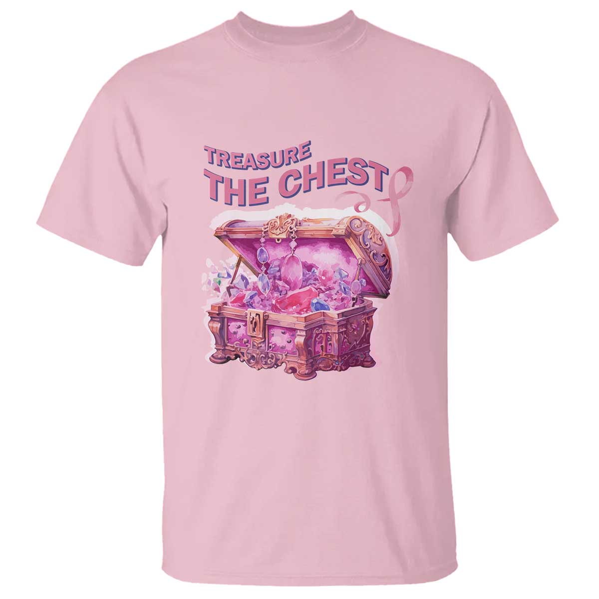 Breast Cancer Awareness T Shirt Treasure The Chest Crystal Diamond Pink Ribbon - Wonder Print Shop