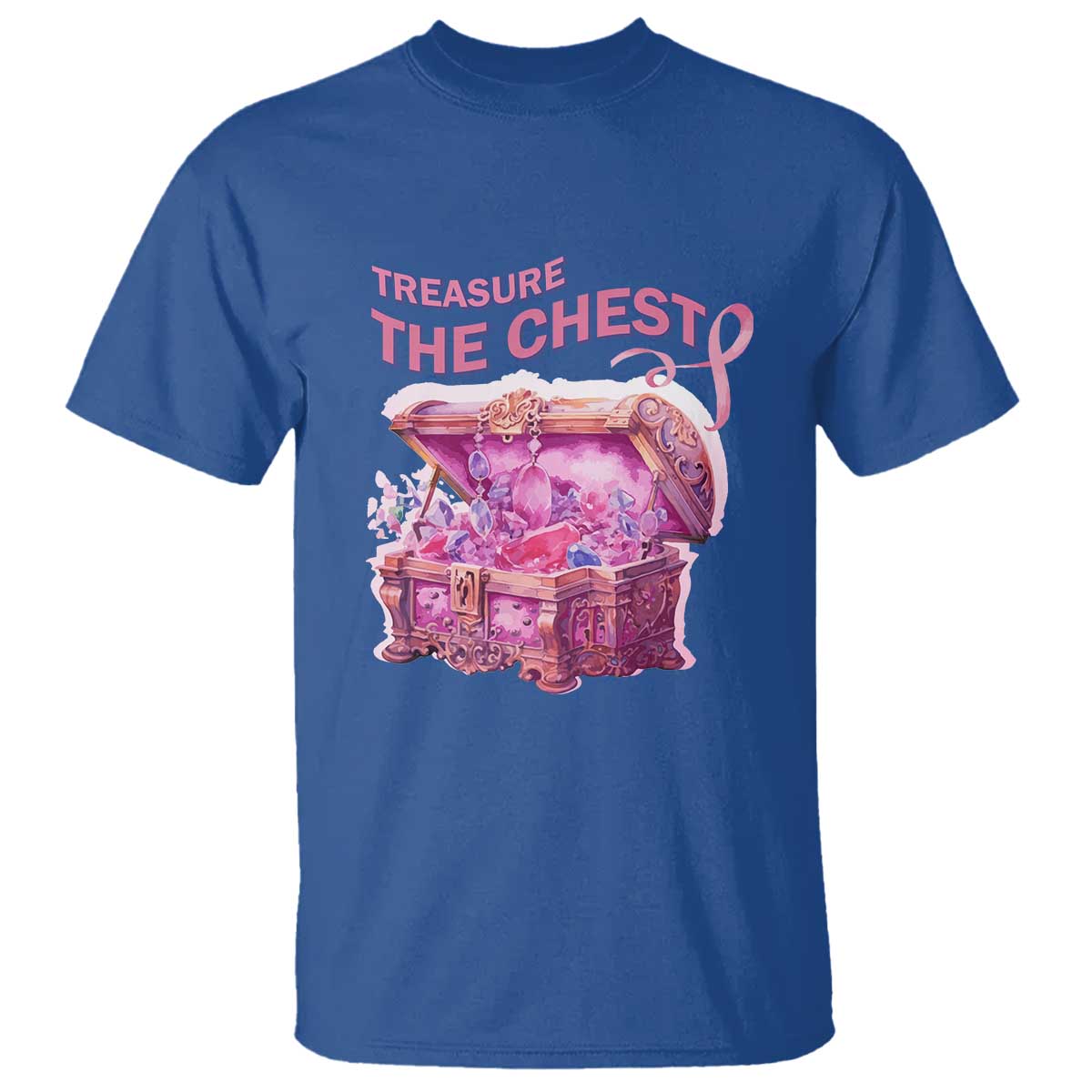 Breast Cancer Awareness T Shirt Treasure The Chest Crystal Diamond Pink Ribbon - Wonder Print Shop