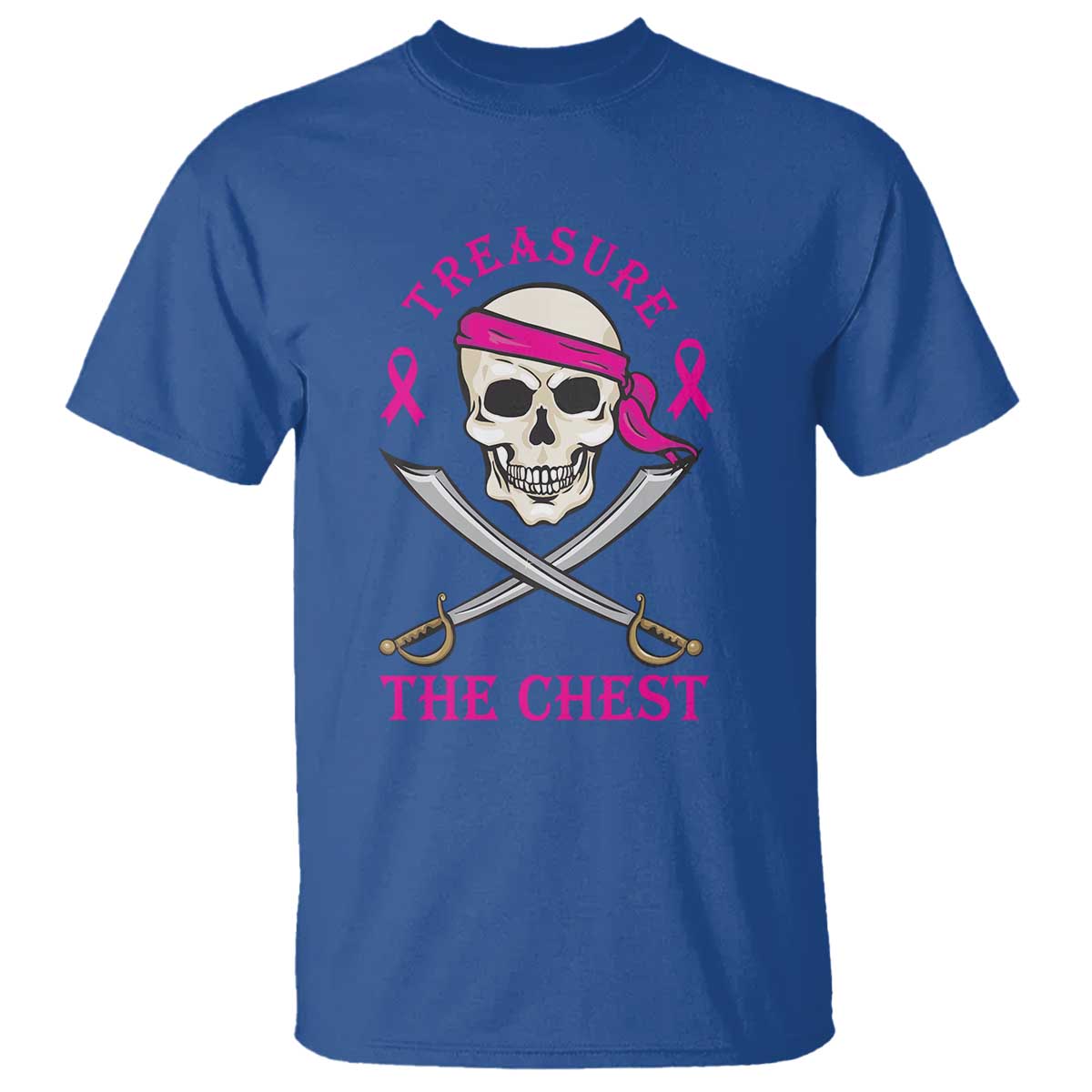 Breast Cancer Awareness T Shirt Treasure The Chest Pirate Skull Sword Pink Ribbon - Wonder Print Shop