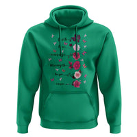 Breast Cancer Awareness Hoodie Faith Love Courage Strength Hope Cure Pink Flower Roses Butterfly - Wonder Print Shop