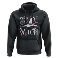 Breast Cancer Awareness Hoodie Cancer Picked The Wrong Witch Hat Broom Bat Pink Ribbon - Wonder Print Shop