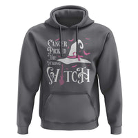 Breast Cancer Awareness Hoodie Cancer Picked The Wrong Witch Hat Broom Bat Pink Ribbon - Wonder Print Shop
