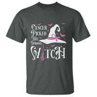 Breast Cancer Awareness T Shirt Cancer Picked The Wrong Witch Hat Broom Bat Pink Ribbon - Wonder Print Shop