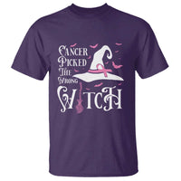 Breast Cancer Awareness T Shirt Cancer Picked The Wrong Witch Hat Broom Bat Pink Ribbon - Wonder Print Shop